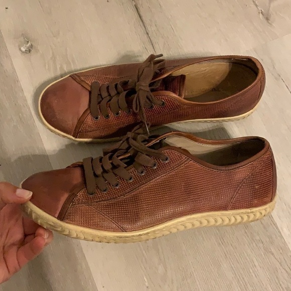John varvatos lace‎ up sneakers leather brown camel - Picture 1 of 11